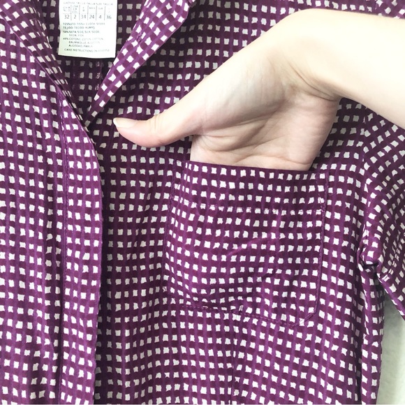 Weekend Max Mara Purple and White Print Women’s Silk Blend Shirt Dress Size 2 - Picture 7 of 8
